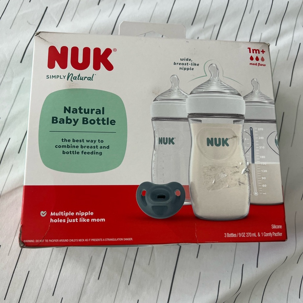 NUK Red and White Baby Bottle Set 3-Pack